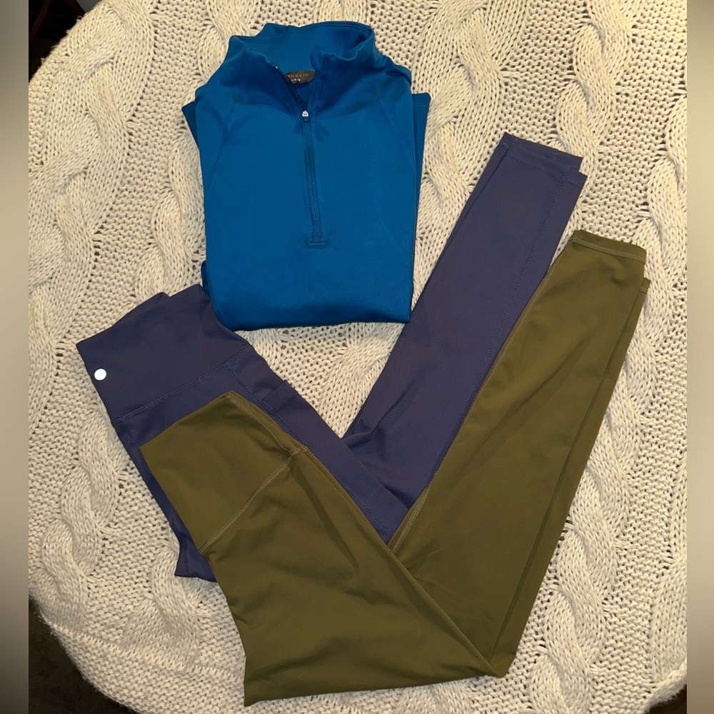 Danskin women’s bundle Top Olive and Navy Leggings
